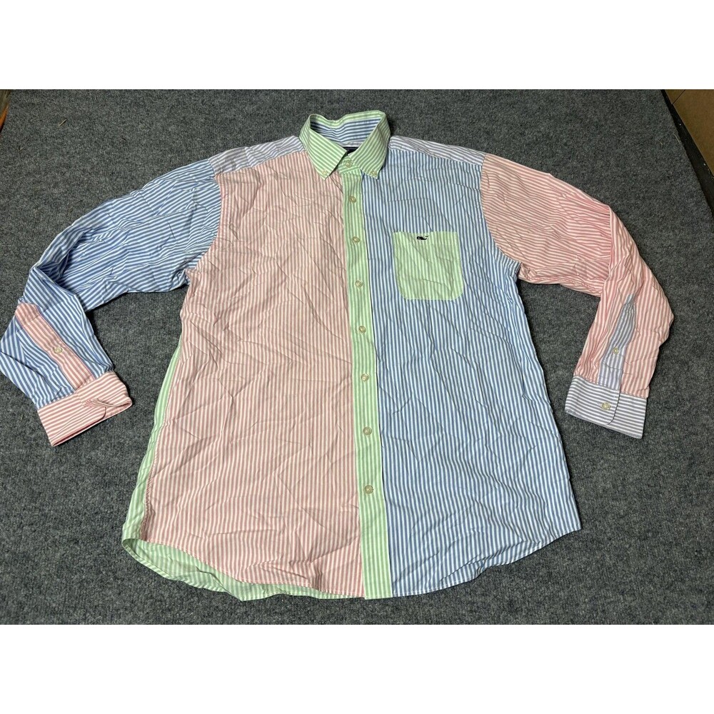 Vineyard Vines Shirt Mens L Multicolor Stripe Long Sleeve Tucker Button-Down